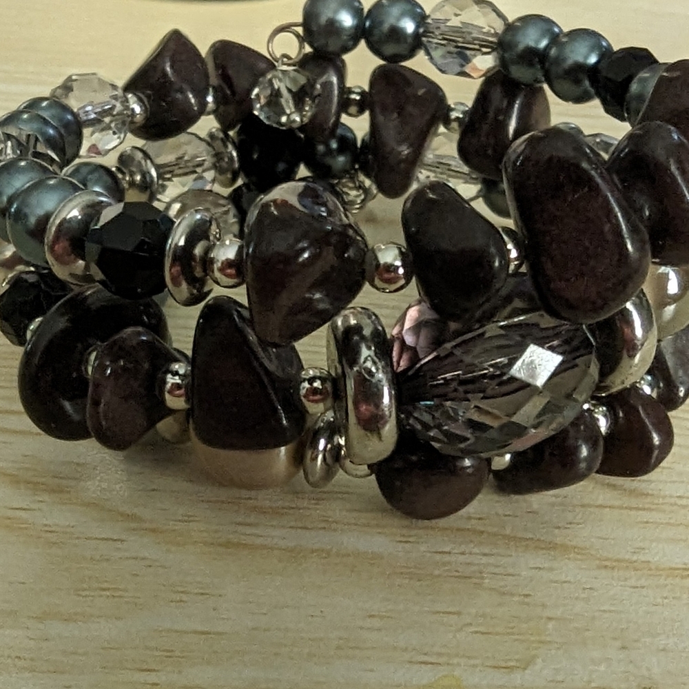 Grey and Brown Wrap Bracelet